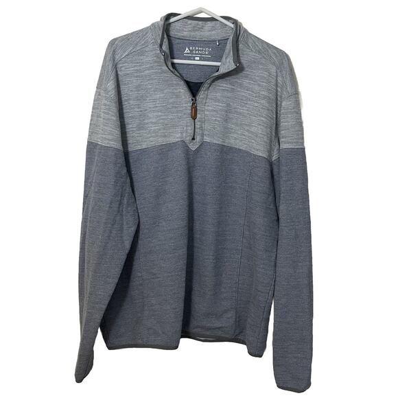 Bermuda Sands Sweater Men’s Large Blue Gray Quarter Zip Sweatshirt Golf Preppy - Picture 1 of 16